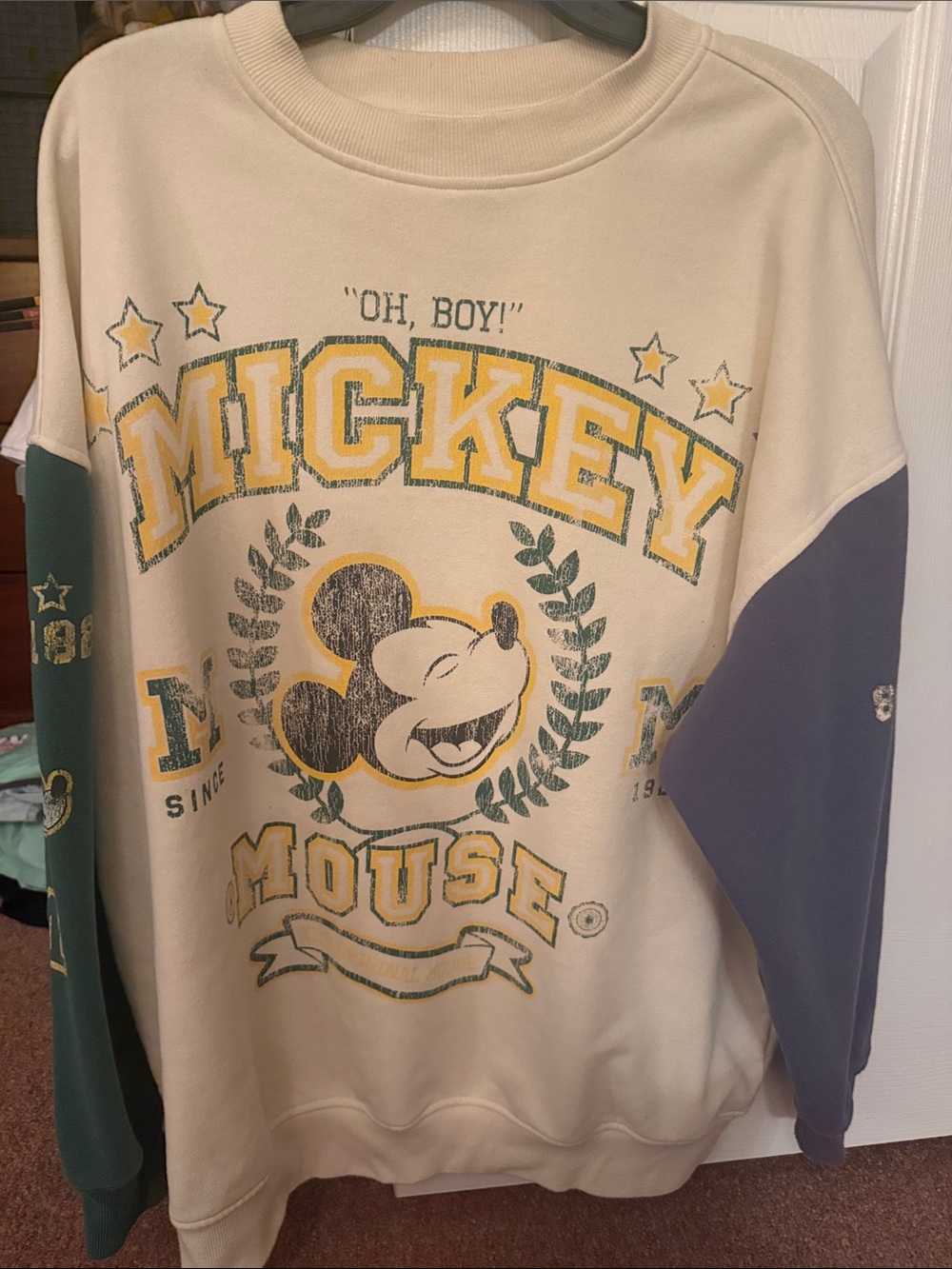 Mickey Mouse Cream & Green Sweatshirt